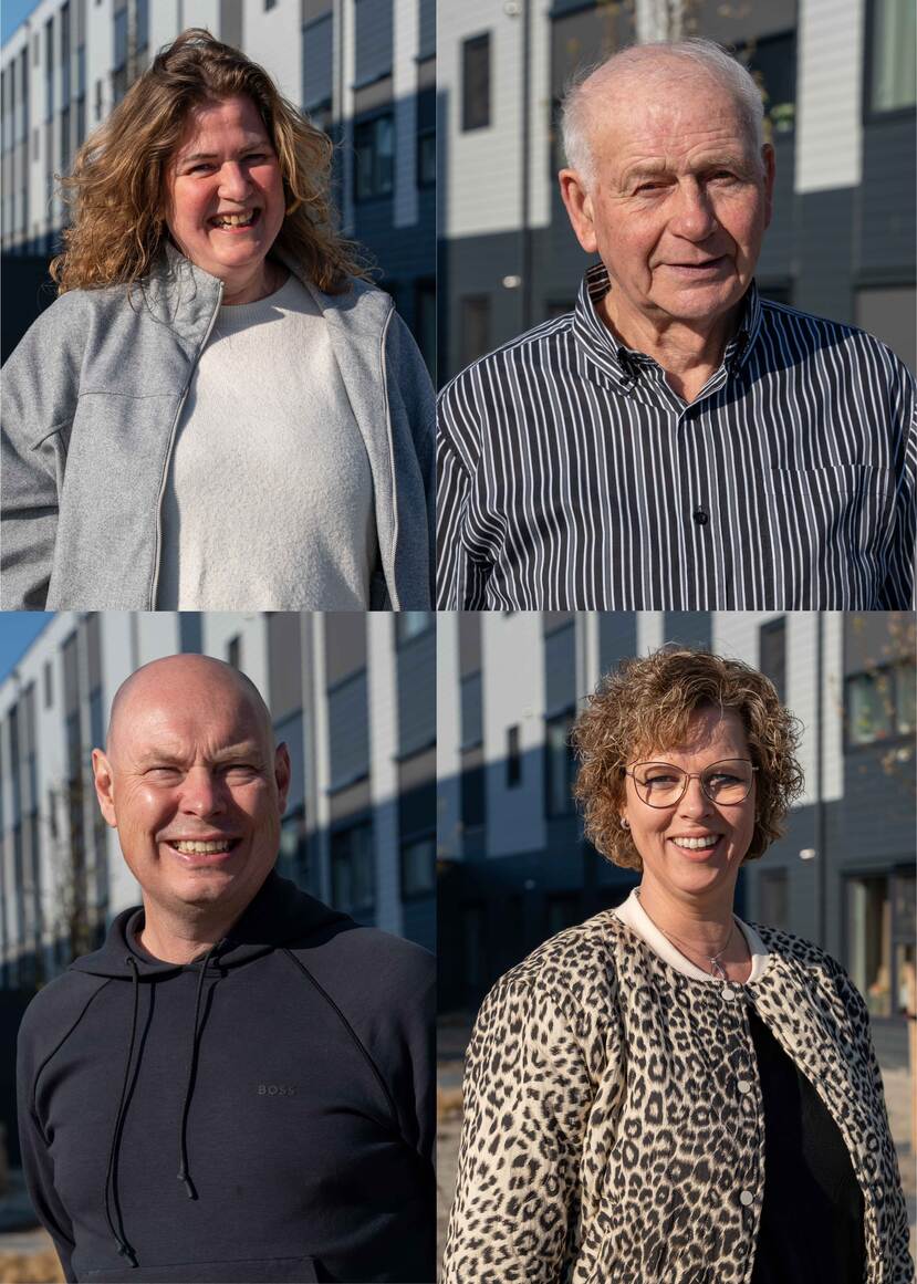 v.l.n.r: bewonersbegeleider Anouk, bewoner Johan, NCG-projectleider Sierk,
